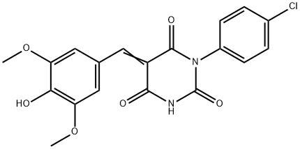 (5E)-1-(4-chlorophenyl)-5-[(4-hydroxy-3,5-dimethoxyphenyl)methylidene]-1,3-diazinane-2,4,6-trione Structure
