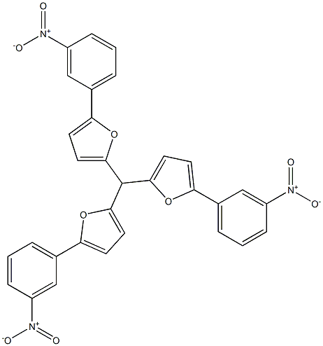 2-[bis[5-(3-nitrophenyl)furan-2-yl]methyl]-5-(3-nitrophenyl)furan Structure