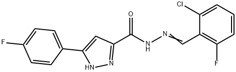 (Z)-N-(2-chloro-6-fluorobenzylidene)-3-(4-fluorophenyl)-1H-pyrazole-5-carbohydrazide 结构式