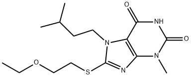8-((2-ethoxyethyl)thio)-7-isopentyl-3-methyl-3,7-dihydro-1H-purine-2,6-dione Structure