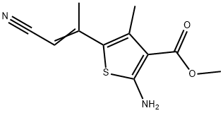 methyl 2-amino-5-[(1E)-1-cyanoprop-1-en-2-yl]-4-methylthiophene-3-carboxylate 结构式