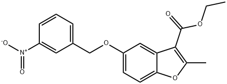 ethyl 2-methyl-5-((3-nitrobenzyl)oxy)benzofuran-3-carboxylate Structure