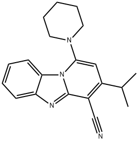 3-isopropyl-1-(piperidin-1-yl)benzo[4,5]imidazo[1,2-a]pyridine-4-carbonitrile 结构式