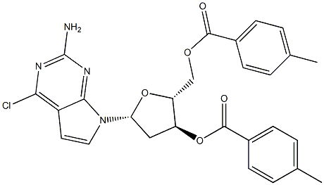 (2R,3S,5R)-5-(2-amino-4-chloro-7H-pyrrolo[2,3-d]pyrimidin-7-yl)-2-(((4-methylbenzoyl)oxy)methyl)tetrahydrofuran-3-yl 4-methylbenzoate Struktur