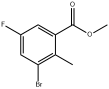 3-溴-5-氟-2-甲基苯甲酸甲酯, 1187318-53-1, 结构式