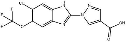 1-(6-chloro-5-trifluoromethoxy-1H-benzoimidazol-2-yl)-1H-pyrazole-4-carboxylic acid Structure