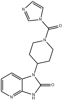 1-[1-(1H-イミダゾール-1-カルボニル)ピペリジン-4-イル]-1H,2H,3H-イミダゾ[4,5-b]ピリジン-2-オン 化学構造式