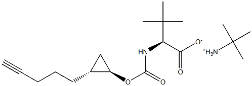 (S)-3,3-二甲基-2-((((1R,2R)-2-(戊-4-炔-1-基)环丙氧基)羰基)氨基)丁酸叔丁胺盐, 1425038-21-6, 结构式