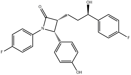 (3R,4R)-1-(4-氟苯基)-3 - ((R)-3-(4-氟苯基)-3-羟基丙基)-4-(4-羟基苯基)氮杂环丁烷-2-酮, 1593542-96-1, 结构式