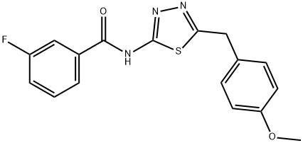 3-fluoro-N-[5-(4-methoxybenzyl)-1,3,4-thiadiazol-2-yl]benzamide Structure