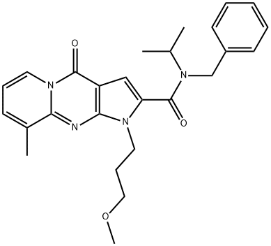 N-benzyl-N-isopropyl-1-(3-methoxypropyl)-9-methyl-4-oxo-1,4-dihydropyrido[1,2-a]pyrrolo[2,3-d]pyrimidine-2-carboxamide 结构式