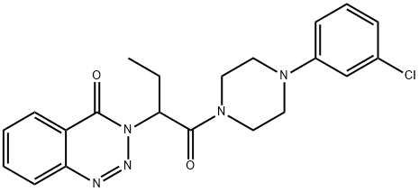 3-(1-{[4-(3-chlorophenyl)-1-piperazinyl]carbonyl}propyl)-1,2,3-benzotriazin-4(3H)-one 结构式