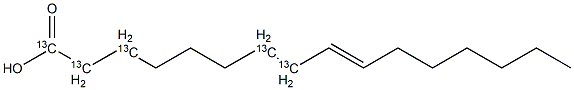 棕榈烯酸-1,2,3,7,8-13C5, 1255644-44-0, 结构式