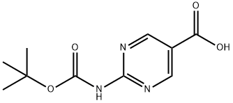 2-((叔丁氧基羰基)氨基)嘧啶-5-羧酸 结构式