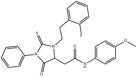 2-{3-[2-(2-fluorophenyl)ethyl]-5-oxo-1-phenyl-2-thioxoimidazolidin-4-yl}-N-(4-methoxyphenyl)acetamide Structure