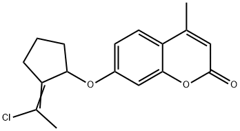 (E)-7-((2-(1-chloroethylidene)cyclopentyl)oxy)-4-methyl-2H-chromen-2-one Structure