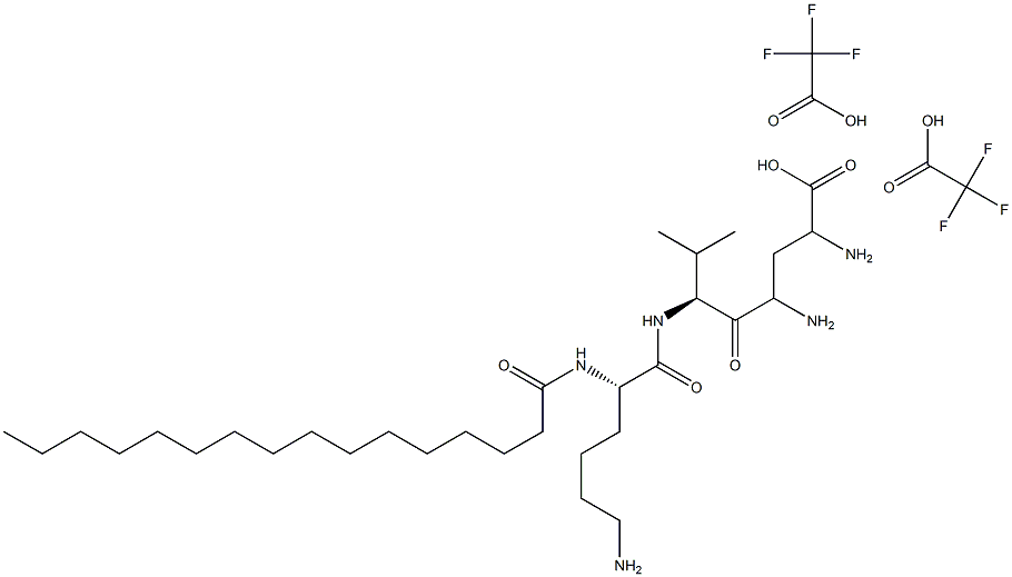(2S)-N2-(1-Oxohexadecyl)-L-lysyl-L-valyl-2,4-diaminobutanoic acid bis(trifluoroacetate) Structure
