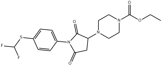 ethyl 4-(1-{4-[(difluoromethyl)sulfanyl]phenyl}-2,5-dioxo-3-pyrrolidinyl)-1-piperazinecarboxylate Structure