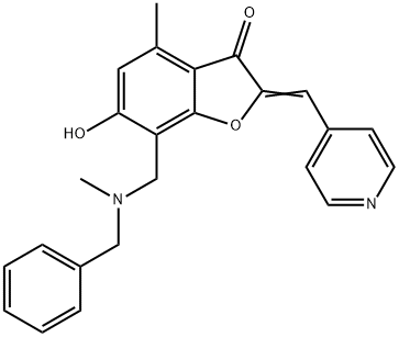 7-{[benzyl(methyl)amino]methyl}-6-hydroxy-4-methyl-2-(4-pyridinylmethylene)-1-benzofuran-3(2H)-one 结构式