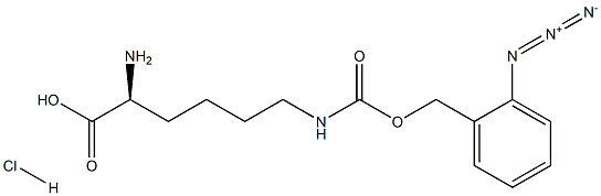 (S)-2-amino-6-((2-azidobenzyloxy)carbonylamino)hexanoic acid hydrochloride Structure