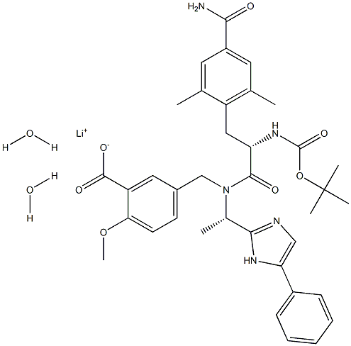 lithium 5-(((S)-2-((tert-butoxycarbonyl)amino)-3-(4-carbamoyl-2,6-dimethylphenyl)-N-((S)-1-(5-phenyl-1H-imidazol-2-yl)ethyl)propanamido)methyl)-2-methoxybenzoate dihydrate