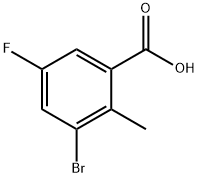 3-溴-5-氟-2-甲基苯甲酸, 1187318-52-0, 结构式