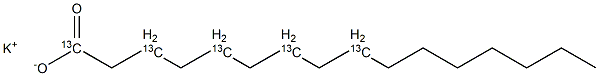 棕榈酸-1,3,5,7,9-13C5 钾盐 结构式