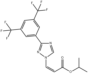 (Z)-isopropyl 3-(3-(3,5-bis(trifluoromethyl)phenyl)-1H-1,2,4-triazol-1-yl)acrylate, 1333152-22-9, 结构式