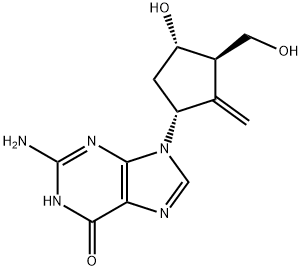 2-amino-9-((1R,3R,4S)-4-hydroxy-3-(hydroxymethyl)-2-methylenecyclopentyl)-1,9-dihydro-6H-purin-6-one hydrate Structure