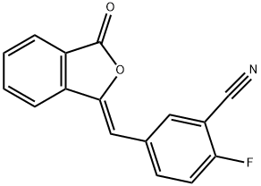 (Z)-2-氟-5-((3-氧代异苯并呋喃-1(3H)-亚基)甲基)苯腈, 1379825-89-4, 结构式