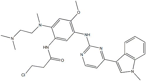3-chloro-N-(2-((2-(dimethylamino)ethyl)(methyl)amino)-4-methoxy-5-(4-(1-methyl-1H-indol-3-yl)pyrimidin-2-ylamino)phenyl)propanamid Structure