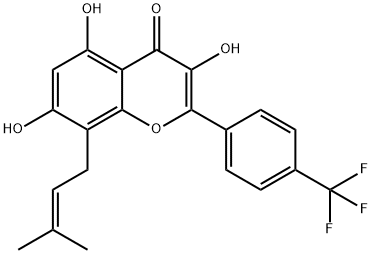 3,5,7-三羟基-8-(3-甲基丁-2-烯-1-基)-2-(4-(三氟甲基)苯基)-4H-色烯-4-酮 结构式