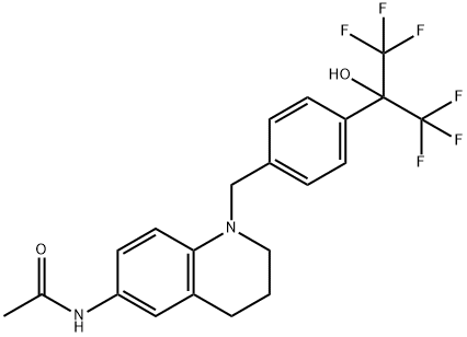 N-(1-(4-(1,1,1,3,3,3-hexafluoro-2-hydroxypropan-2-yl)benzyl)-1,2,3,4-tetrahydroquinolin-6-yl)acetamide Structure