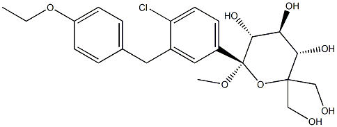 (2S,3R,4S,5S)-2-(4-chloro-3-(4-ethoxybenzyl)phenyl)-6,6-bis(hydroxymethyl)-2-methoxytetrahydro-2H-pyran-3,4,5-triol Struktur