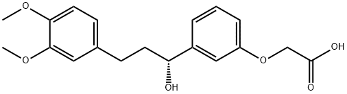 (R)-2-(3-(3-(3,4-二甲氧基苯基)-1-羟丙基)苯氧基)乙酸, 215169-00-9, 结构式
