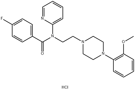 Benzamide,4-fluoro-N-[2-[4-(2-methoxyphenyl)-1-piperazinyl]ethyl]-N-2-pyridinyl-,dihydrochloride, 223699-41-0, 结构式