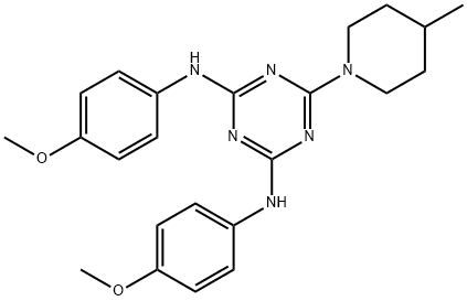 N,N'-bis(4-methoxyphenyl)-6-(4-methylpiperidin-1-yl)-1,3,5-triazine-2,4-diamine Structure
