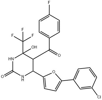 6-[5-(3-chlorophenyl)furan-2-yl]-5-[(4-fluorophenyl)carbonyl]-4-hydroxy-4-(trifluoromethyl)tetrahydropyrimidin-2(1H)-one Structure
