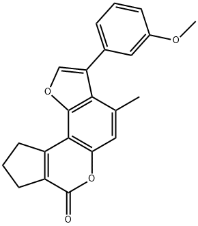 3-(3-methoxyphenyl)-4-methyl-9,10-dihydrocyclopenta[c]furo[2,3-f]chromen-7(8H)-one Structure