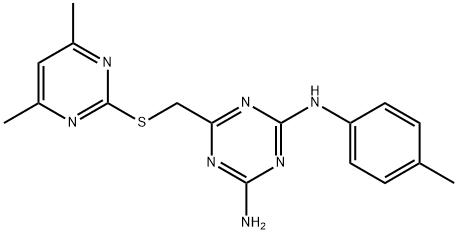 6-{[(4,6-dimethylpyrimidin-2-yl)sulfanyl]methyl}-N-(4-methylphenyl)-1,3,5-triazine-2,4-diamine|