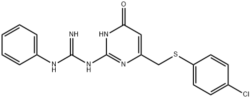 1-(6-{[(4-chlorophenyl)sulfanyl]methyl}-4-oxo-1,4-dihydropyrimidin-2-yl)-3-phenylguanidine Structure