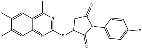 1-(4-fluorophenyl)-3-[(4,6,7-trimethylquinazolin-2-yl)sulfanyl]pyrrolidine-2,5-dione Structure