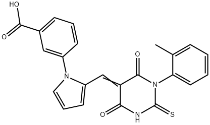 3-(2-{(E)-[1-(2-methylphenyl)-4,6-dioxo-2-thioxotetrahydropyrimidin-5(2H)-ylidene]methyl}-1H-pyrrol-1-yl)benzoic acid Structure