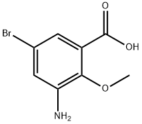 3-アミノ-5-ブロモ-2-メトキシ安息香酸 化学構造式