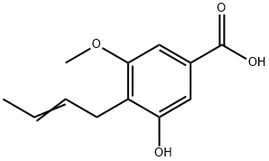 (E)-4-(But-2-en-1-yl)-3-hydroxy-5-methoxybenzoic acid Structure