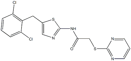 N-[5-(2,6-dichlorobenzyl)-1,3-thiazol-2-yl]-2-(pyrimidin-2-ylsulfanyl)acetamide Structure
