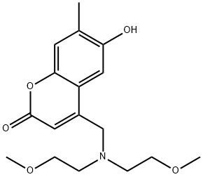 4-{[bis(2-methoxyethyl)ammonio]methyl}-7-methyl-2-oxo-2H-chromen-6-olate Structure