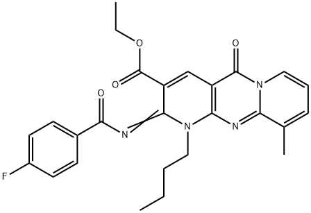 ethyl 1-butyl-2-[(4-fluorobenzoyl)imino]-10-methyl-5-oxo-1,5-dihydro-2H-dipyrido[1,2-a:2,3-d]pyrimidine-3-carboxylate Structure