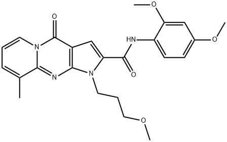 N-(2,4-dimethoxyphenyl)-1-(3-methoxypropyl)-9-methyl-4-oxo-1,4-dihydropyrido[1,2-a]pyrrolo[2,3-d]pyrimidine-2-carboxamide 结构式
