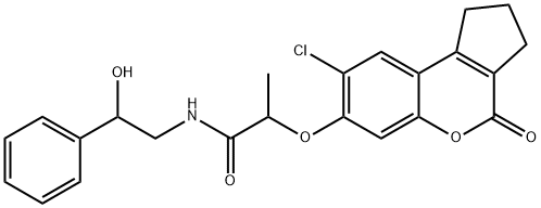 2-[(8-chloro-4-oxo-1,2,3,4-tetrahydrocyclopenta[c]chromen-7-yl)oxy]-N-(2-hydroxy-2-phenylethyl)propanamide 结构式